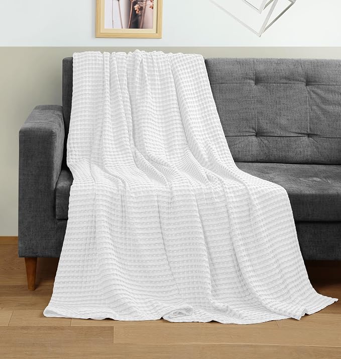 Utopia Bedding 100% Cotton Waffle Weave Blanket Throw Size by UTOPIABEDDING