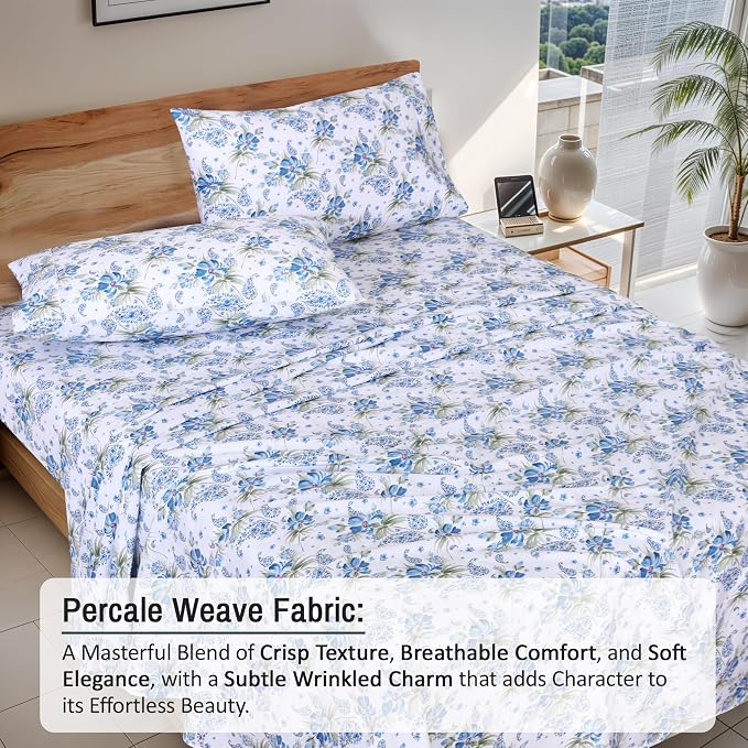 RUVANTI 100% Cotton Sheets – Full Size Percale Bedding, Cooling & Breathable - Image 3