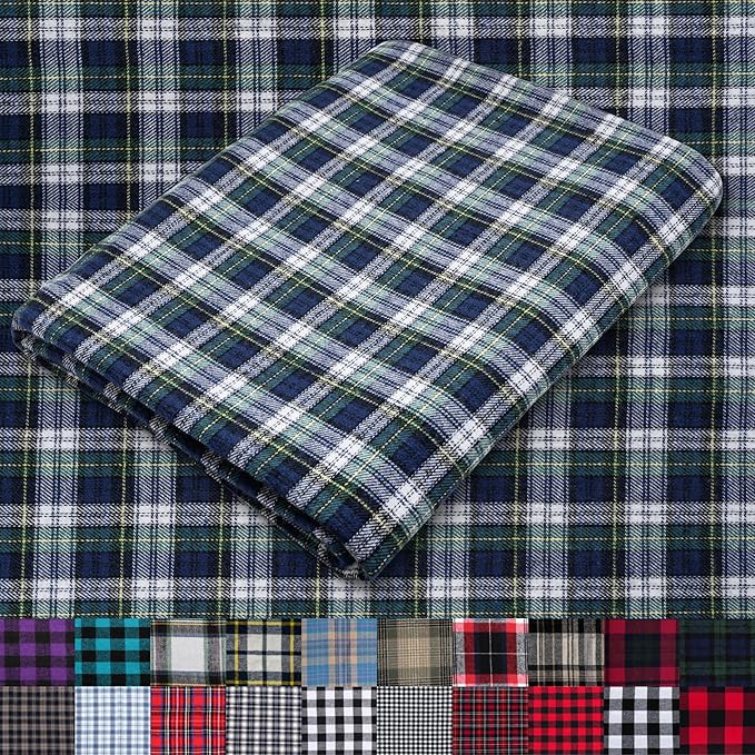 Pico Textiles 10 Yards Bolt Green and Blue Tartan Plaid Flannel Fabric by PicoTextiles