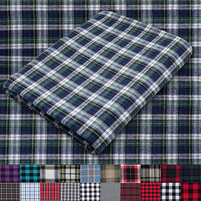 Pico Textiles 6 Yards Bolt Green and Blue Tartan Plaid Flannel Fabric by PicoTextiles