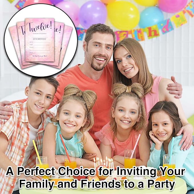 Pink Lover Birthday Invitations, 25 Double-Sided Invitation Cards - Image 4