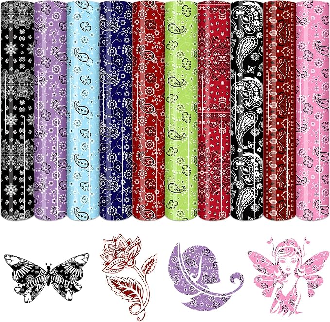 HTVSTD Paisley HTV Heat Transfer Vinyl 10 Sheets 12×10in Iron on Vinyl | by CraftingEveryday