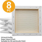FIXSMITH Stretched White Blank Canvas- 8x8 Inch, 8 Pack, 100% Cotton, 5/8 Inch - Image 3