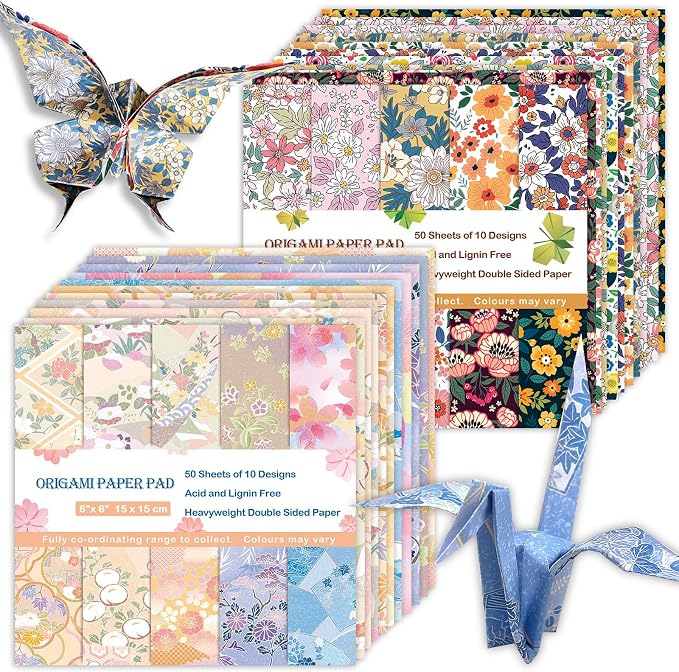 Origami Paper Kit 100 Sheets 6 Inch Square Double Sided Color 20 Vivid Colors by Bestartsuppliesforyou