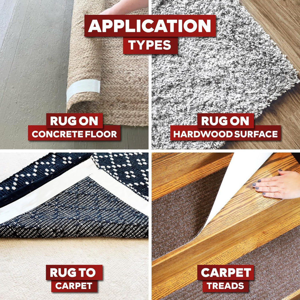 XFasten Double Sided Carpet Tape for Area Rugs, 2 Inch x 60 Yards – Heavy Duty Anti Slip Rug Grip Tape, Works as Rug Gripper, Residue Free, Wood Safe, Easy Removal for Hardwood and Laminated Floors