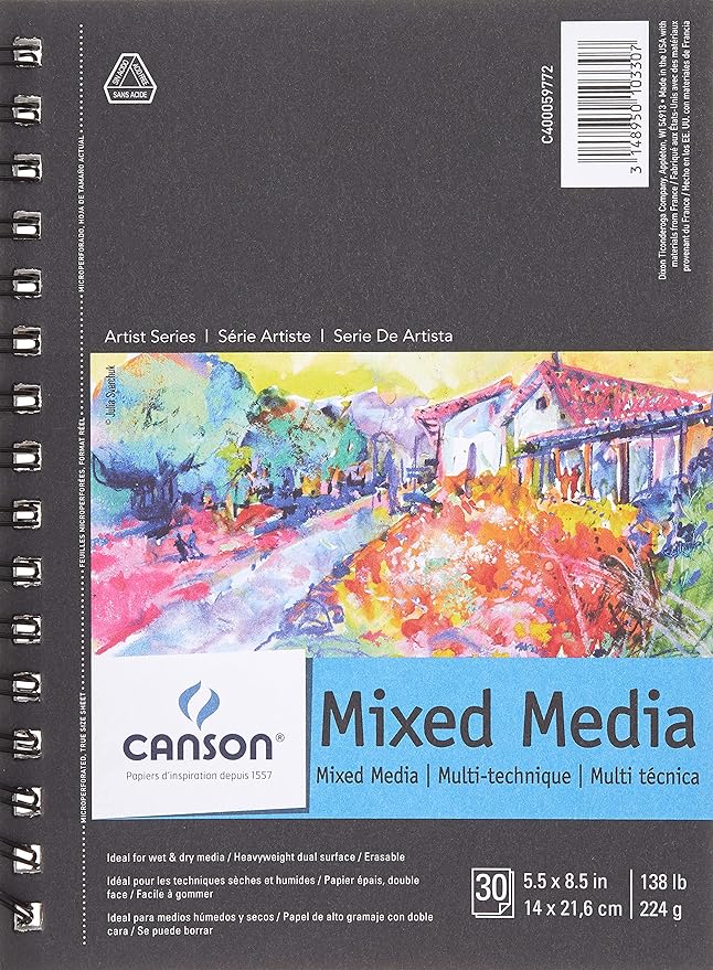 Canson Artist Series Mixed Media Paper, Wirebound Pad, 5.5x8.5 inches, 30 Sheets by Unknown
