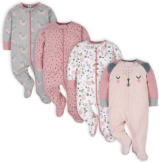 Gerber Baby Girls 4 Pack Sleep 'N Play Footie