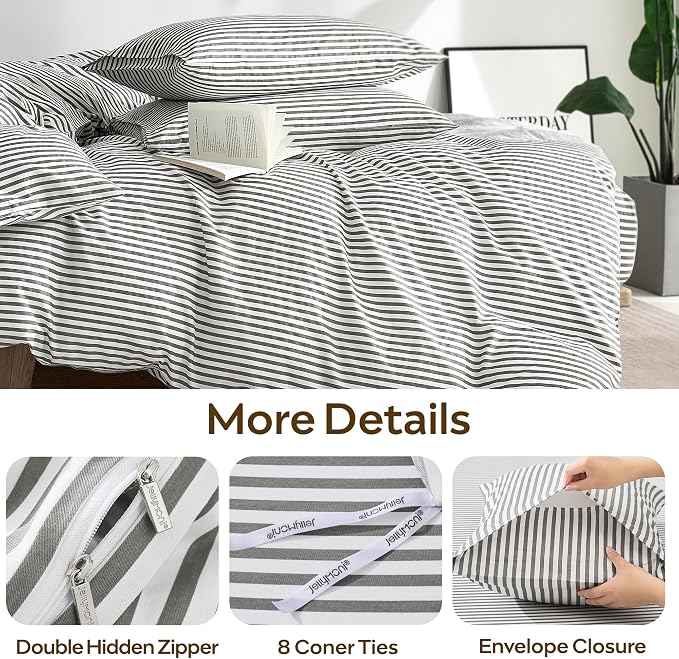 JELLYMONI Duvet Cover, 100% Natural Cotton, Printed Comforter Cover - Image 5