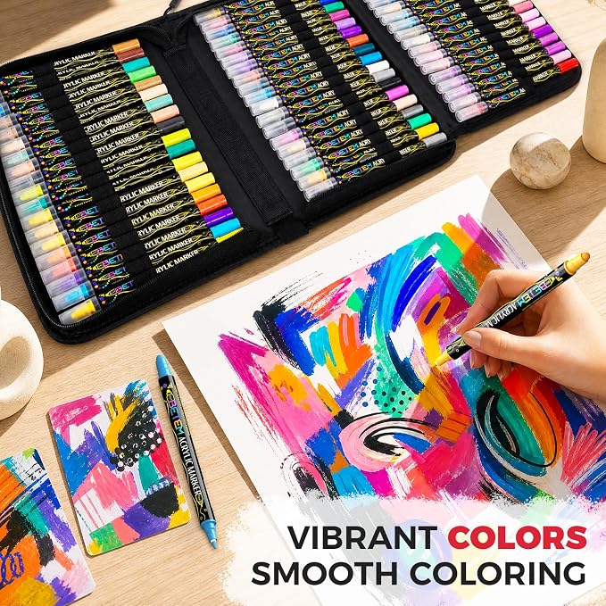 Betem 72 Colors Dual Tip Acrylic Paint Markers, Fabric Decorating Kits Premium - Image 2