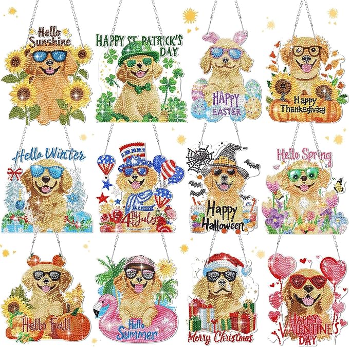 Cinnvoice 12 Pcs Summer Seasonal Diamond Art Hanging Ornament Kit by Cinnvoice