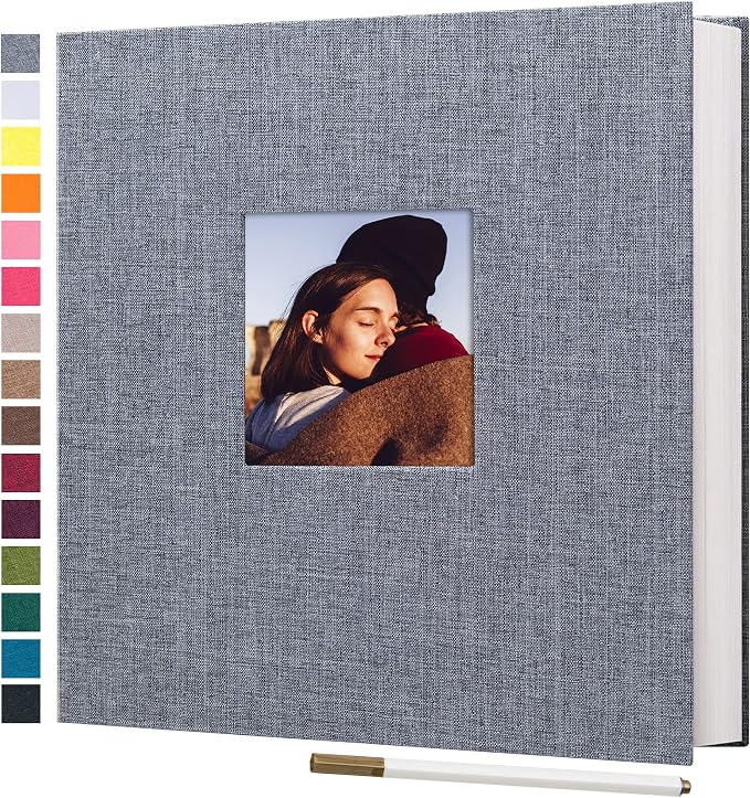 potricher Large Photo Album Self Adhesive 3x5 4x6 5x7 8x10 10x12 Pictures Linen by potricher