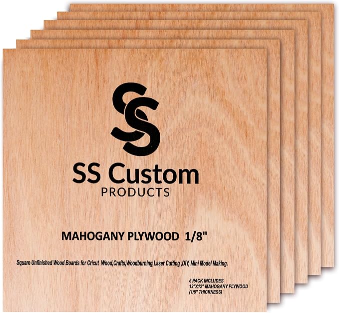 Mahogany Plywood Sheets for Crafts 1/8 inch, 3mm Plywood Sheet for Laser by SSCustomPRODUCTS