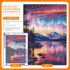 Offito Aurora Diamond Art Kits for Adults, 5D Starry Sky Lake Diamond Painting - Image 2