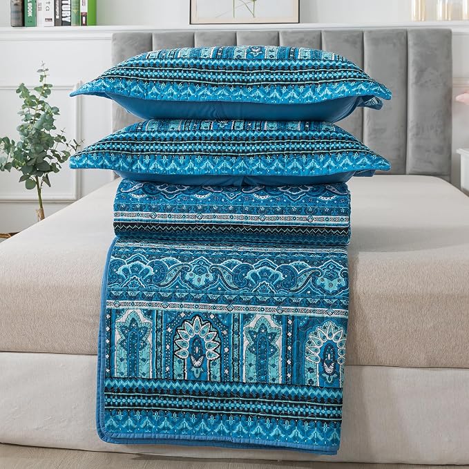 BEDIFANY Cotton Queen Quilt Sets, Lightweight Boho Queen Size Quilt Bedding Set - Image 6
