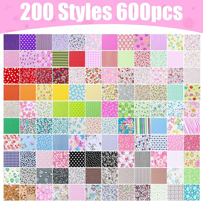600pcs Cotton Fabric Squares 4" x 4" Fabric Scraps - Image 4