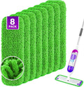 Reusable Mop Pads for Swiffer PowerMop, 8 Pack Microfiber Mop Pad Refill with Scrubber Strips for 13''-15'' SprayMop, Washable Mop Pads Use for Most Floor Types, Designed for Pets - Green