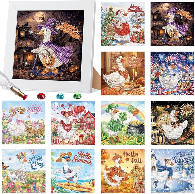 Trandraft 13 Pcs Goose Interchangeable Farmhouse Diamond Painting Kits by Trandraft