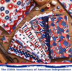 HunnmingRe 20 Pcs 10''x10'' Patriotic Quilting Fabric Square Red White Blue - Image 5