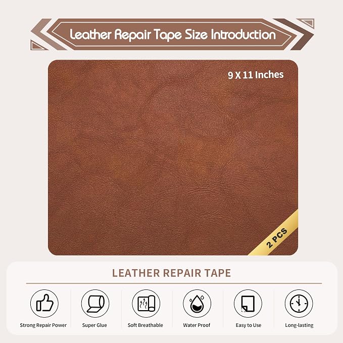 KING MOUNTAIN Leather Repair Patch, 2 Packs 9 x 11 Inches self Adhesive Leather - Image 2