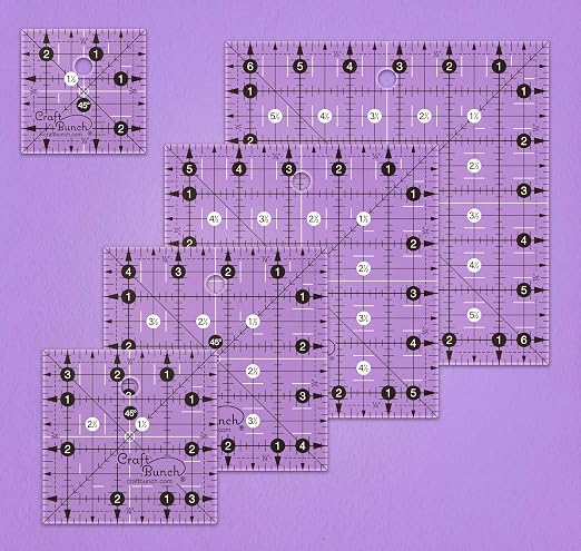 5 Non-Slip Square Quilt Template Rulers - Image 4