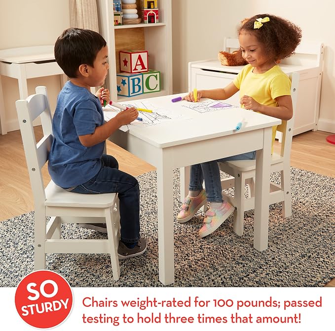 Melissa & Doug Wooden Kids Table & Chairs Set, Montessori, Homeschool Classroom - Image 2