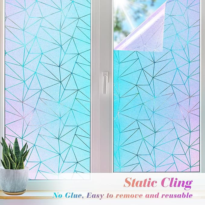Coavas Rainbow Window Privacy Film, Frosted Glass Static Cling, Decorative - Image 8