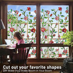 Coavas Window Privacy Film Stained Glass Window Clings 3D Red Rose Decorative - Image 5