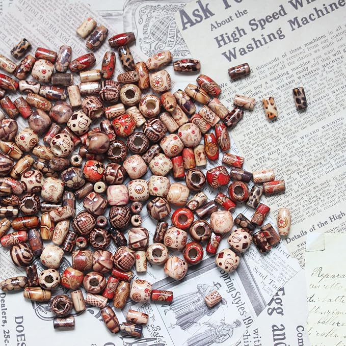 500pcs Mixed Painted Drum Wood Spacer Beads, BetterJonny Barrel Wood Beads - Image 2