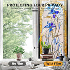 Stained Glass Window Privacy Film: Non-Adhesive Sun and Landscape Mosaic Design - Image 5