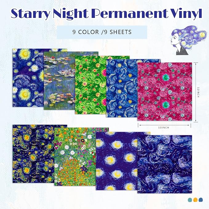 Tintnut Starry Sky Permanent Vinyl 9 Pcs 12x10in Permanent Adhesive Vinyl | Van - Image 2