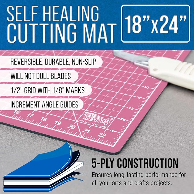 U.S. Art Supply 18" x 24" Self-Healing Cutting Mat 5-Ply - Image 2