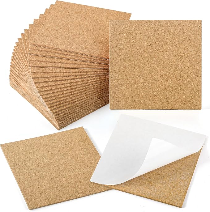 4 X 4 Inches Cork Sheets with Self Adhesive Backing, 2mm Natural Cork Tiles by EgticLive