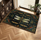 Dragonfly Floral Faux Cashmere Non-Slip Rug 15.7x23.6 Inches, Washable Low Pile by KKYEJLQYI