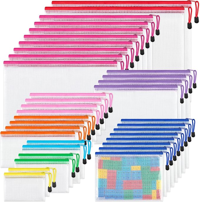 JARLINK 36 Pcs Mesh Zipper Pouch Bags, 8 Sizes Waterproof Zipper Bags | by JARLINK