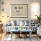 Framed Saltwater Sunsets Wall Art Coastal Beach Quote Minimalist Poster Print - Image 5