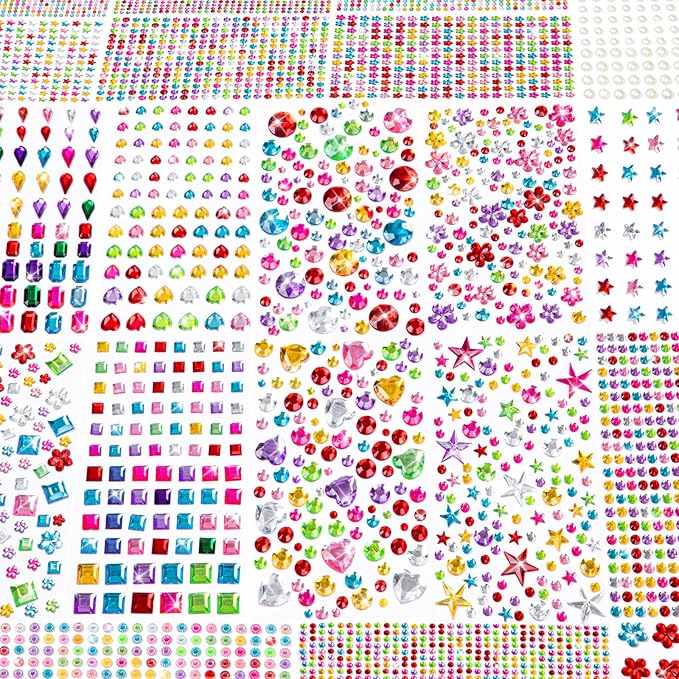 6124Pcs Gem Stickers-Self-Adhesive Face Jewelry Stickers, Acrylic Gems DIY by Rasoisof