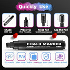 Window Chalk Markers for Blackboard，10 Colors Washable Glass Jumbo Liquid Chalk - Image 6