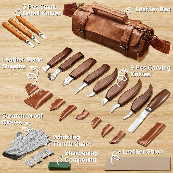 Wood Carving Kit, Professional Whittling Knife Set, Wooden Hand Knives - Image 8
