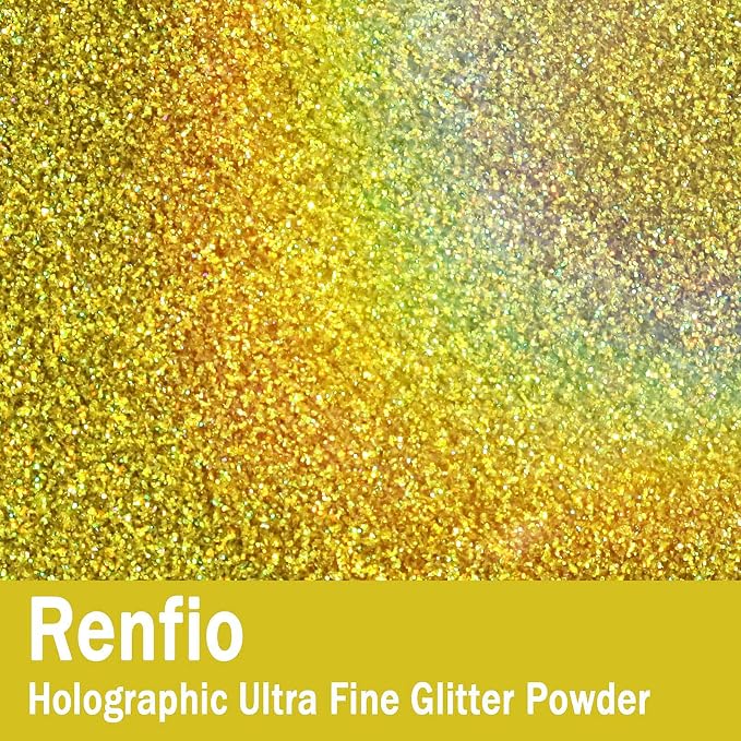 Renfio Holographic Ultra Fine Glitter Powder Metallic Resin Glitter 2.11 Oz PET - Image 2