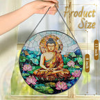 8-Inch Buddha Stained Glass Suncatcher & Ornament, Stained Glass Window Hanging - Image 4