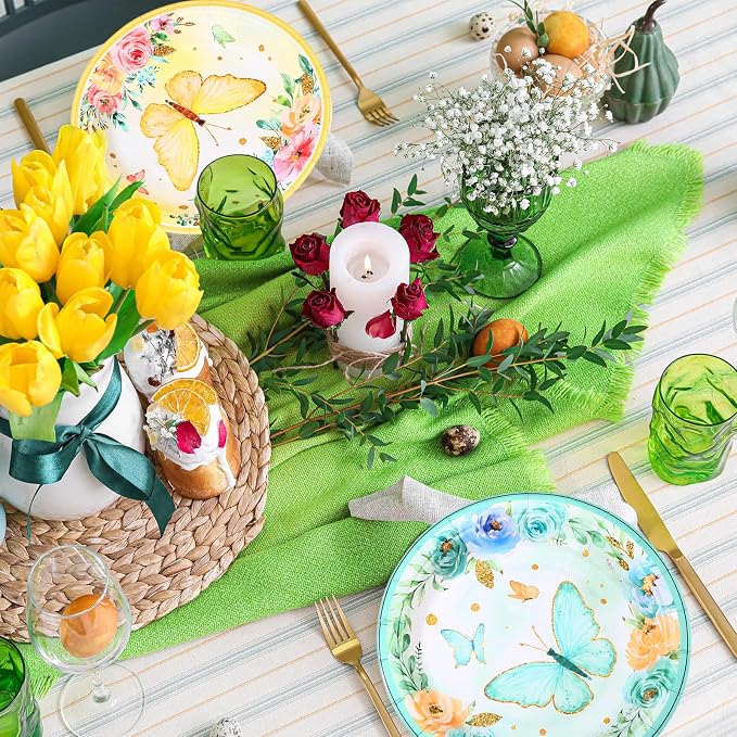 Funnymoom 60 Pcs 7 Inch Butterfly Birthday Party Plates Floral Paper Plates - Image 4
