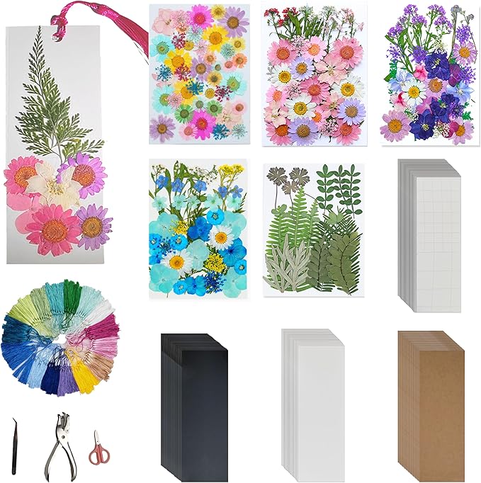 Bakayoyo 451 pcs DIY Dried Pressed Flowers Bookmark Making Kit, DIY Paper Book by Unknown