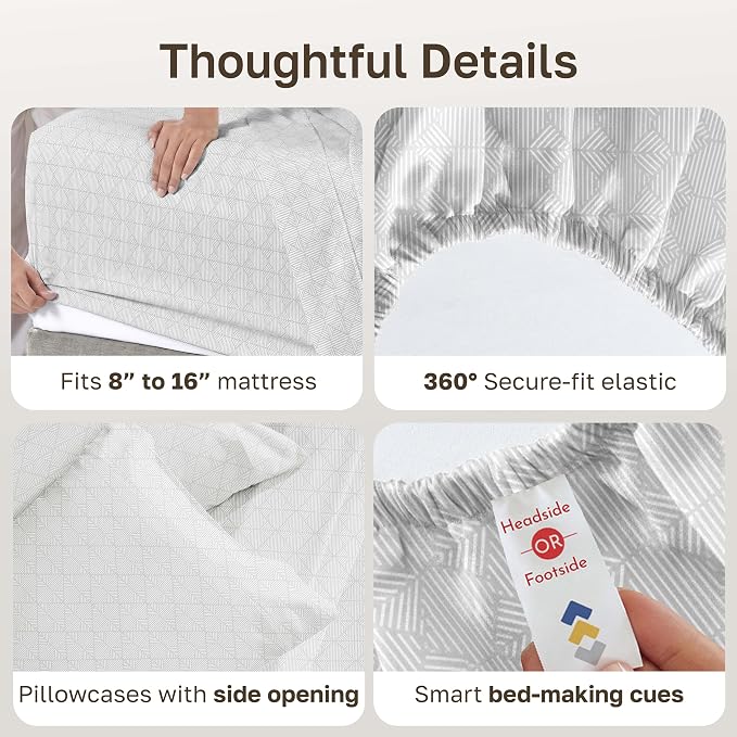 California Design Den Soft King Size 100% Cotton Sheet Sets, 400 TC Good - Image 5