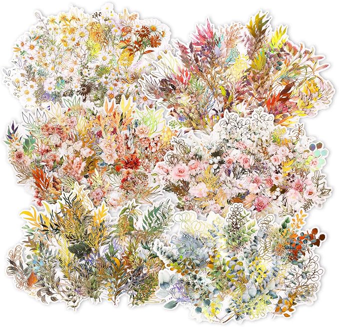 Dizdkizd Holographic Flower and Leaf Sticker Set, 240 Foil Gold Botanical - Image 9