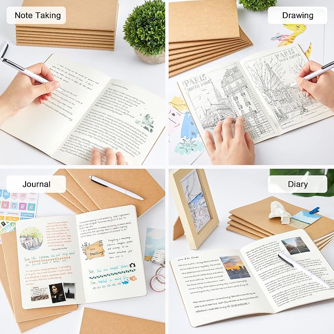 feela 15 Pack Blank Kraft Notebooks, Unlined Sketchbook Note Pad Travel Journal - Image 5