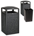 Alpine Outdoor Commercial Trash Can with Lid - 40 Gallon Heavy Duty Metal Garbage Can with Removable Bin, Locking Lid for a Modern Look in Park, Mall & High Traffic Areas - Black, Grey Stone Panels