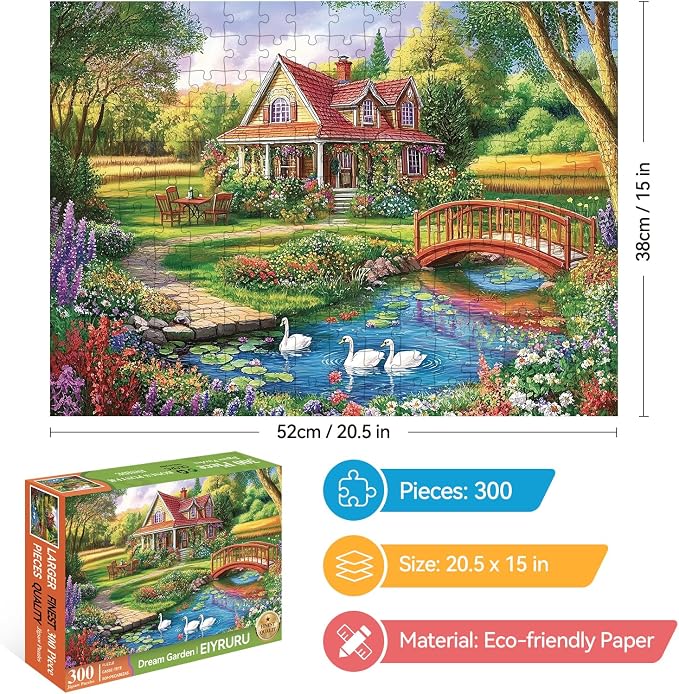 300 Piece Jigsaw Puzzle for Adults, Floral Countryside Jigsaw Puzzle, - Image 2