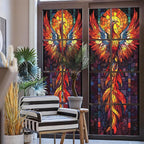 Stained Glass Window Privacy Film: Non-Adhesive Sun and Landscape Mosaic Design - Image 3