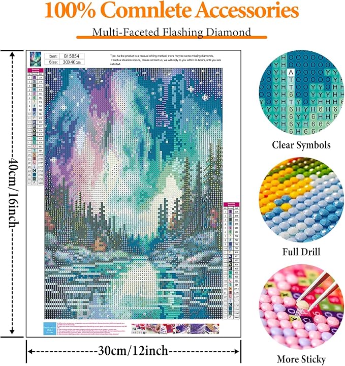 Offito Aurora Diamond Art Kits for Adults, 5D Starry Sky Lake Diamond Painting - Image 4