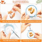 WATINC 5Pcs Embroidery Kit for Kids Stamped Cross Stitch DIY Key Chain - Image 3